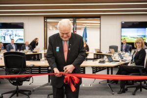 Ribbon cutting opens first council meeting in Civic Centre