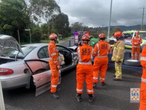 Emergency crews respond to two car collision, one person taken to hospital