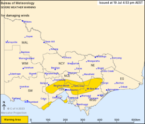Wind warning issued for Yarra Ranges